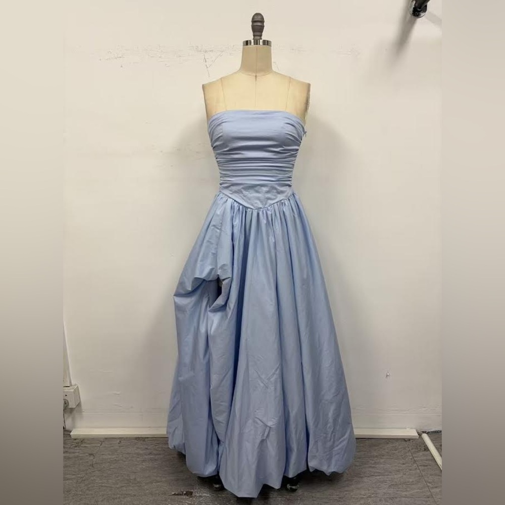 Chic Strapless Light Blue Gown